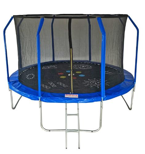 Батут SportElite 12FT 3.66м Came фиберглас с принтом с защитной сеткой внутрь + лестница FR-50-12FT от магазина Супер Спорт